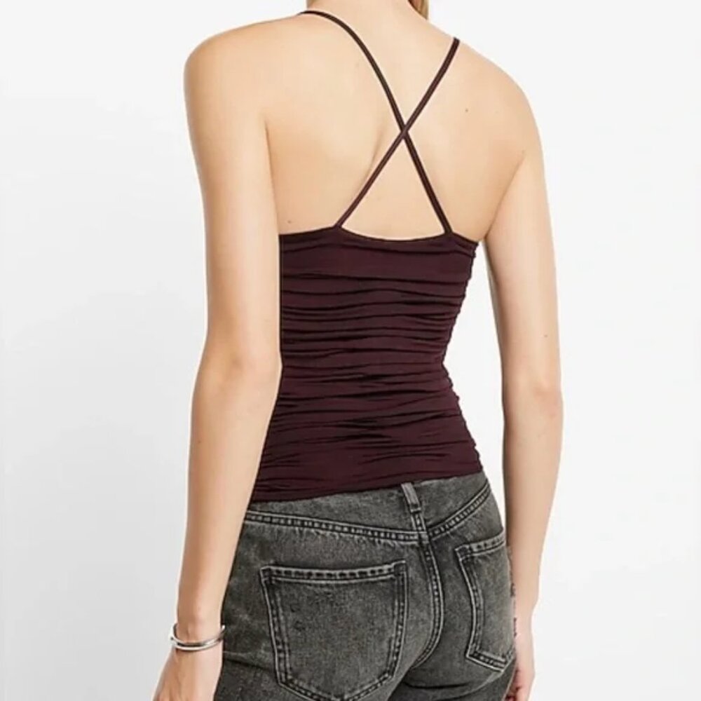 EXPRESS BODY CONTOUR COMPRESSION HALTER COWL NECK CAMI XS NWT